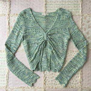 Ultra Flirt Women's Green And Blue Jumper